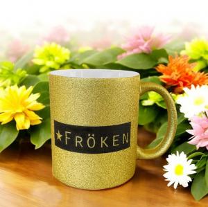 Mugg Fröken, guldglittrig 