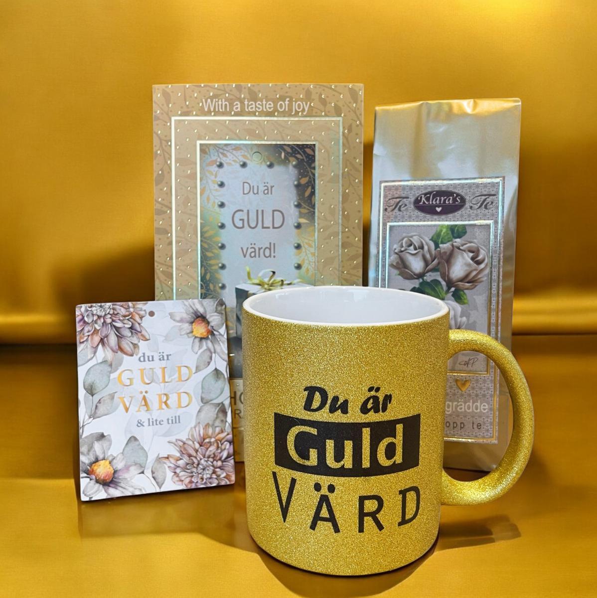 Presentset Du r guld vrd (mugg, praliner, te och kort)